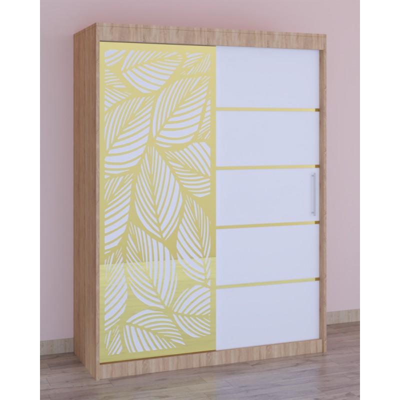 Dulap Dormitor Stefan Cod134 Sonoma cu usi glisante Albe 150 cm x 200 cm