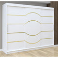 Dulap Nordis 250 cm Alb Cu Usi Glisante Albe Gold Rotund