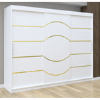 Dulap Nordis 250 cm Alb Cu Usi Glisante Albe Gold Rotund