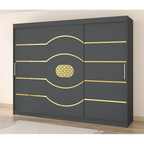 Dulap Nordis 250 cm Gri Cu Usi Glisante Gri Fara Oglinda Ornament Gold Rotund Plus