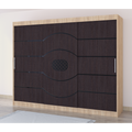 Dulap Nordis 250 cm Sonoma Cu Usi Glisante Wenghe Fara Oglinda Ornament Negru Rotund Plus