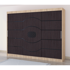 Dulap Nordis 250 cm Sonoma Cu Usi Glisante Wenghe Fara Oglinda Ornament Negru Rotund Plus
