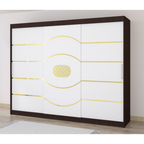 Dulap Nordis 250 cm Wenghe Cu Usi Glisante Albe Fara Oglinda Ornament Gold Rotund Plus