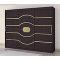 Dulap Nordis 250 cm Wenghe Cu Usi Glisante Wenghe Fara Oglinda Ornament Gold Rotund Plus