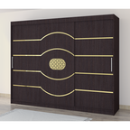 Dulap Nordis 250 cm Wenghe Cu Usi Glisante Wenghe Fara Oglinda Ornament Gold Rotund Plus
