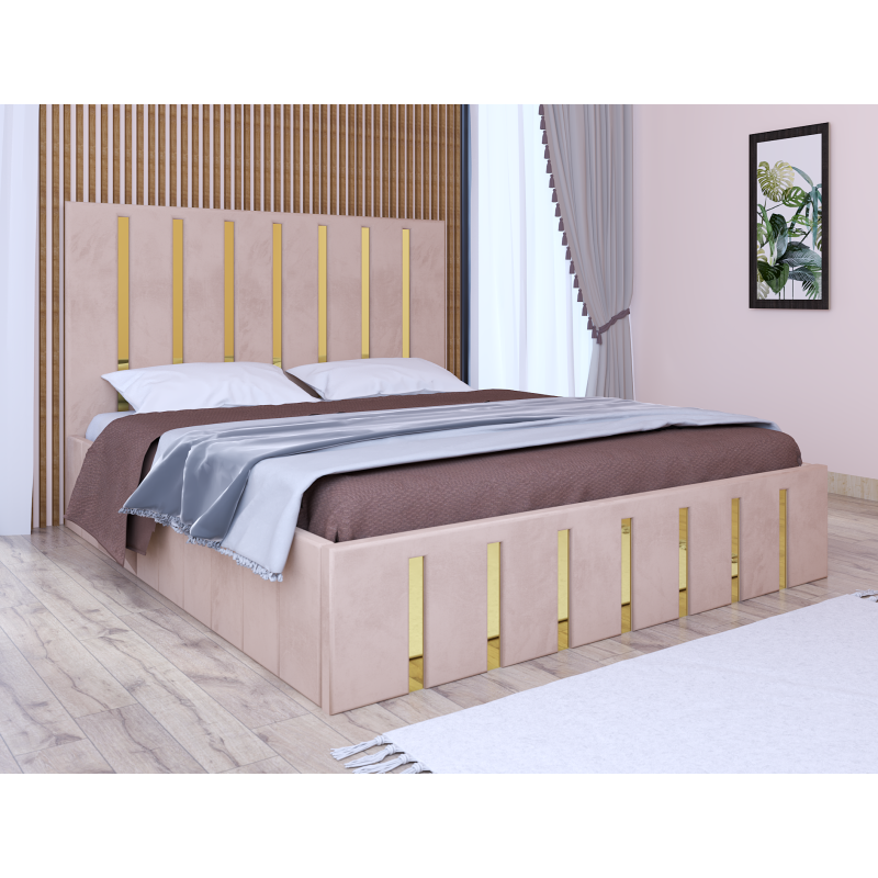 Pat Atena Crem cu Oglinda Gold 160 x 200 cm cu saltea