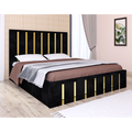 Pat Atena Negru cu Oglinda Gold 180 x 200 cm Cu Saltea