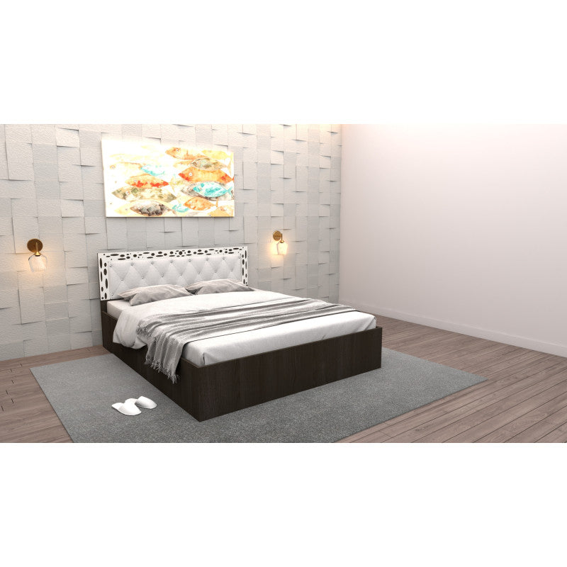Pat Poxy cu Tablie Tapitata Wenge cu Saltea 140 cm x 200 cm