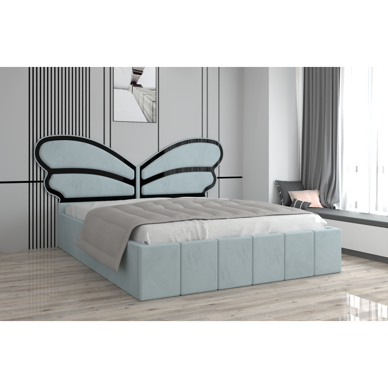 Pat Tapitat Luna Mini Lemon Cu Oglinda Neagra cu Saltea