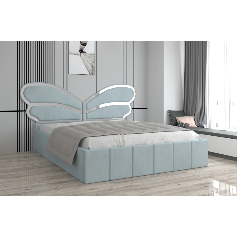 Pat Tapitat Luna Mini Lemon Cu Oglinda Silver cu Saltea