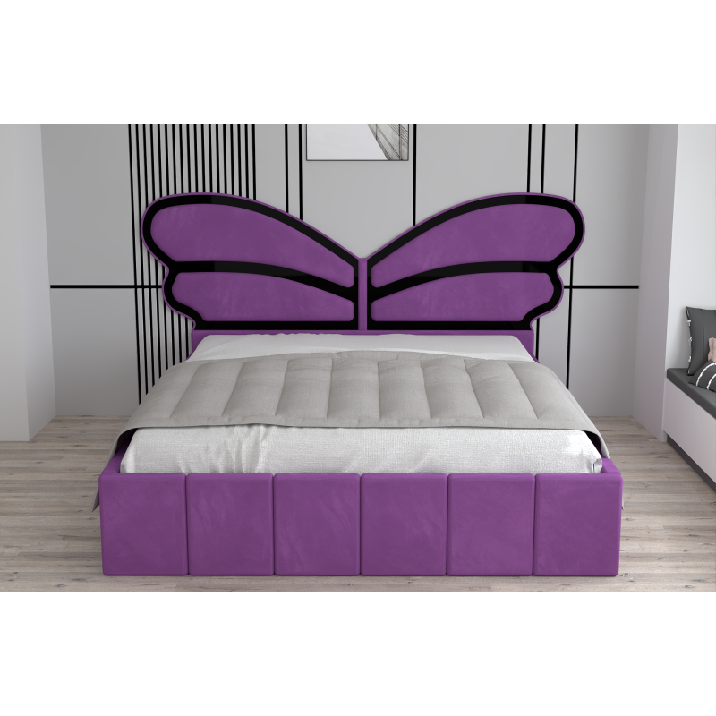 Pat Tapitat Luna Mini Mov Cu Oglinda Neagra Fara Saltea