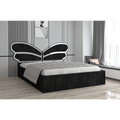 Pat Tapitat Luna Mini Negru Cu Oglinda Silver cu Saltea