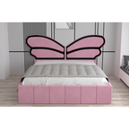 Pat Tapitat Luna Mini Roz Cu Oglinda Neagra cu Saltea