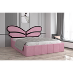 Pat Tapitat Luna Mini Roz Cu Oglinda Neagra Fara Saltea