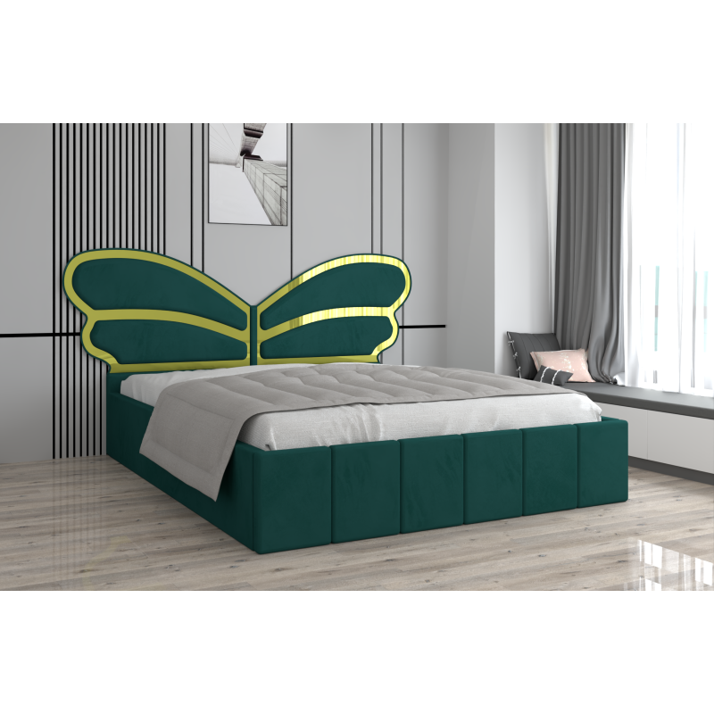 Pat Tapitat Luna Mini Verde Cu Oglinda Gold cu Saltea