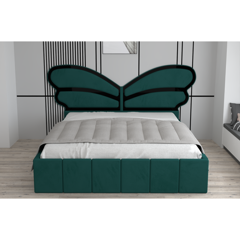 Pat Tapitat Luna Mini Verde Cu Oglinda Neagra cu Saltea