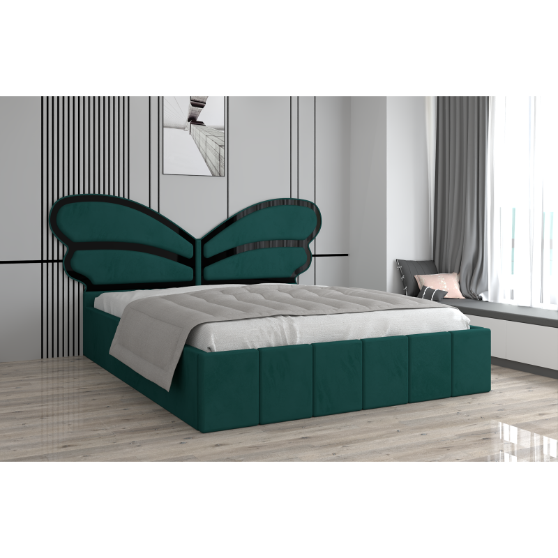 Pat Tapitat Luna Mini Verde Cu Oglinda Neagra Fara Saltea