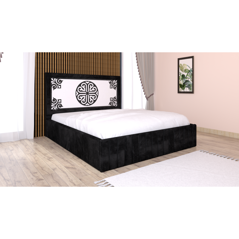 Pat Tapitat Stefan Cod115 Negru Cu Saltea
