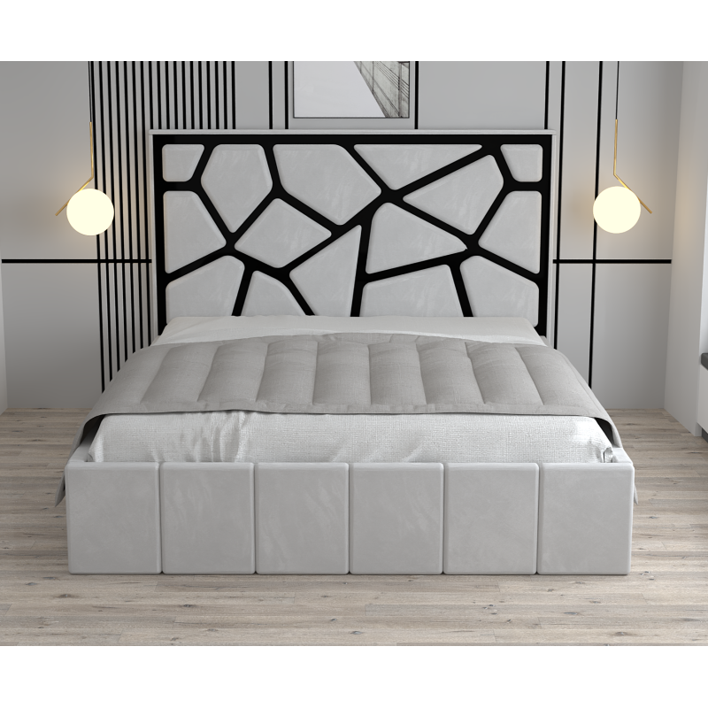 Pat Tapitat Tudor Cod1050 Alb Cu Oglinda Neagra Cu Saltea