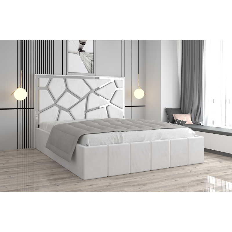Pat Tapitat Tudor Cod1050 Alb Cu Oglinda Silver Fara Saltea