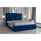 Pat Tapitat Tudor Cod1050 Albastru Cu Oglinda Neagra Cu Saltea