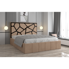 Pat Tapitat Tudor Cod1050 Crem Cu Oglinda Neagra Cu Saltea