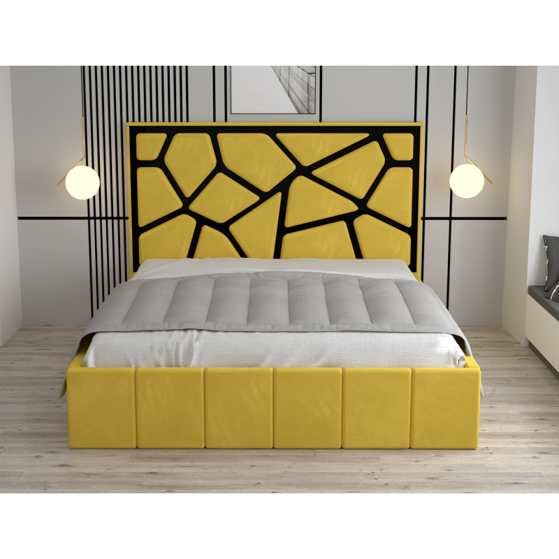 Pat Tapitat Tudor Cod1050 Galben Cu Oglinda Neagra Cu Saltea