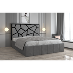 Pat Tapitat Tudor Cod1050 Gri Cu Oglinda Neagra Cu Saltea