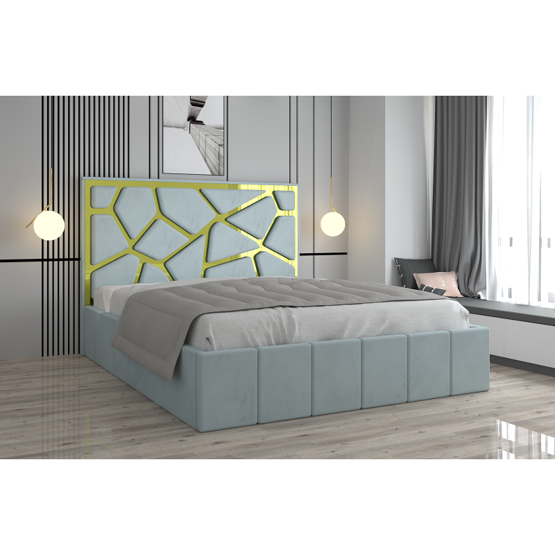 Pat Tapitat Tudor Cod1050 Lemon Cu Oglinda Gold Cu Saltea