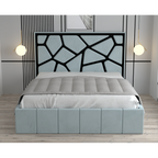 Pat Tapitat Tudor Cod1050 Lemon Cu Oglinda Neagra Cu Saltea