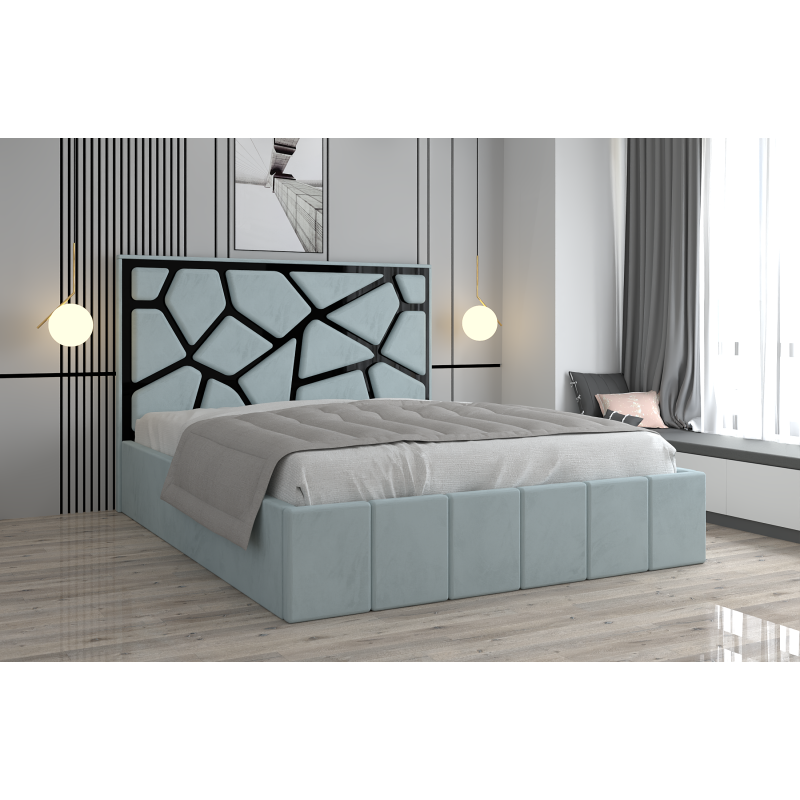 Pat Tapitat Tudor Cod1050 Lemon Cu Oglinda Neagra Fara Saltea