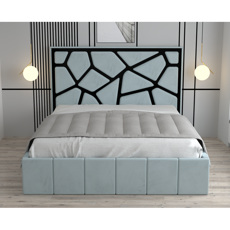 Pat Tapitat Tudor Cod1050 Lemon Cu Oglinda Neagra Fara Saltea