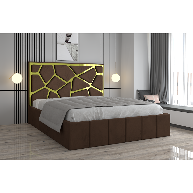 Pat Tapitat Tudor Cod1050 Maro Cu Oglinda Gold Cu Saltea