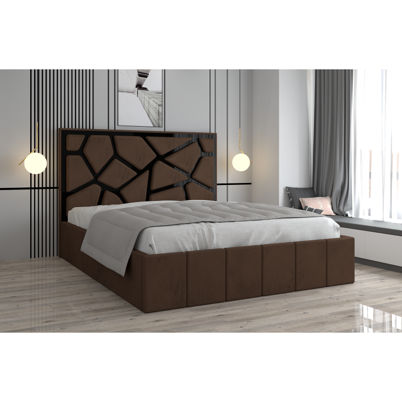 Pat Tapitat Tudor Cod1050 Maro Cu Oglinda Neagra Cu Saltea