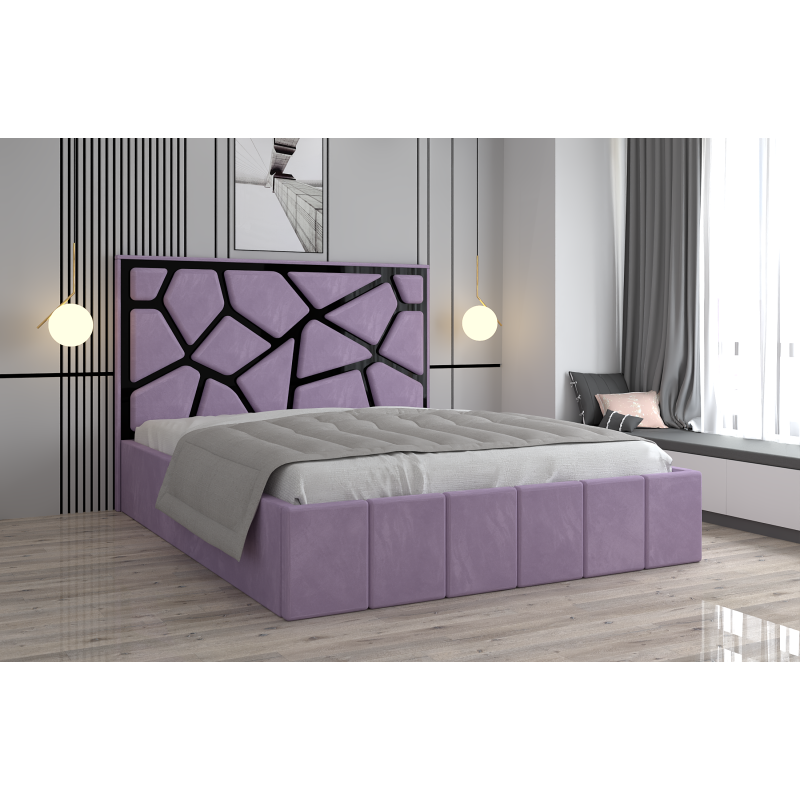 Pat Tapitat Tudor Cod1050 Mov Cu Oglinda Neagra Cu Saltea