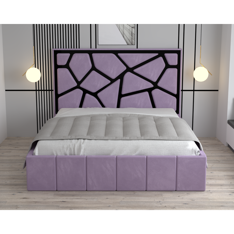Pat Tapitat Tudor Cod1050 Mov Cu Oglinda Neagra Cu Saltea