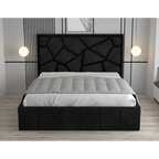 Pat Tapitat Tudor Cod1050 Negru Cu Oglinda Neagra Fara Saltea