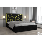 Pat Tapitat Tudor Cod1050 Negru Cu Oglinda Silver Cu Saltea