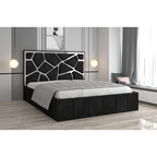 Pat Tapitat Tudor Cod1050 Negru Cu Oglinda Silver Fara Saltea