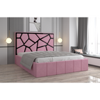 Pat Tapitat Tudor Cod1050 Roz Cu Oglinda Neagra Cu Saltea