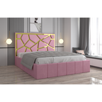 Pat Tapitat Tudor Cod1050 Roz Cu Oglinda Silver Cu Saltea