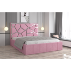 Pat Tapitat Tudor Cod1050 Roz Cu Oglinda Silver Fara Saltea