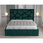 Pat Tapitat Tudor Cod1050 Verde Cu Oglinda Neagra Fara Saltea