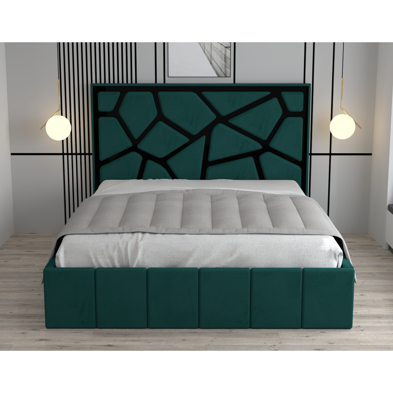 Pat Tapitat Tudor Cod1050 Verde Cu Oglinda Neagra Fara Saltea