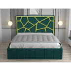 Pat Tapitat Tudor Cod1050 Verde Cu Oglinda Silver Cu Saltea