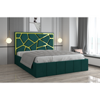 Pat Tapitat Tudor Cod1050 Verde Cu Oglinda Silver Cu Saltea