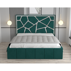 Pat Tapitat Tudor Cod1050 Verde Cu Oglinda Silver Fara Saltea