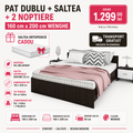 PROMOTIE: Pat Dublu + Saltea + Noptiere 160 cm x 200 cm, Wenghe