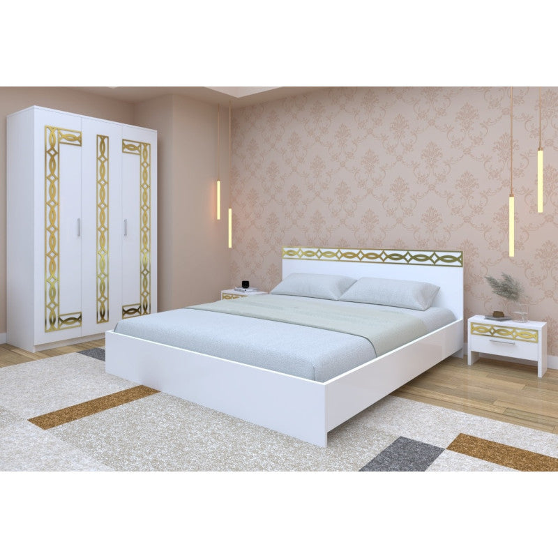 Set Dormitor Star Daria Gold Alb Dulap 3 usi fara oglinda